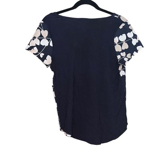 ANN TAYLOR Navy Floral Blouse Size Medium - Picture 2 of 4